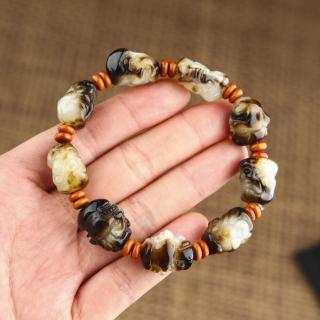 psd486:ae34精品和田玉黑皮手串