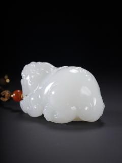 和田玉貔貅把件,尺寸:5.5×3.5×3.0厘米,重量86克